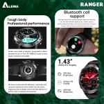 Alewa Ranger Amoled Round Smartwatch | BT Call | IP68 Waterproof | Always On Display | 410mah Battery (Black/Gray/Green)