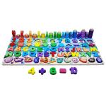 6 in 1 Kids Wooden Puzzle Sorting Learning Board Toys | ABC, Numbers, Shapes, Abacus, Fish Picking Activity & Animals