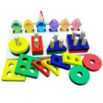 Colorful Wooden Shape Matching & Magnetic Fishing Montessori Puzzle Board Toys