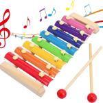 Wooden Xylophone for Kids- 8 Key Hand Knock Musical Instrument Toy with Colorful Keys & Mallets