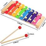 Wooden Xylophone for Kids- 8 Key Hand Knock Musical Instrument Toy with Colorful Keys & Mallets