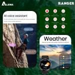 Alewa Ranger Amoled Round Smartwatch | BT Call | IP68 Waterproof | Always On Display | 410mah Battery (Black/Gray/Green)