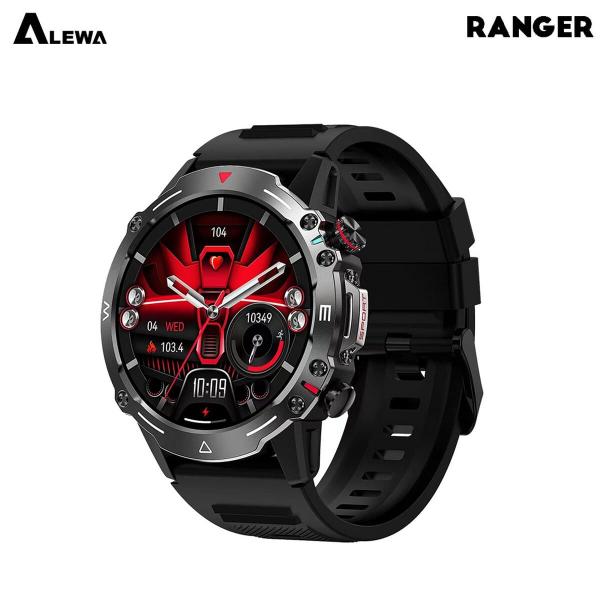 Alewa Ranger Amoled Round Smartwatch | BT Call | IP68 Waterproof | Always On Display | 410mah Battery (Black/Gray/Green)