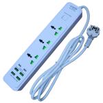 Urja (Q4U-2M) 3 Port, 4 USB & 2 Port PD Charging 16A 2500W (max) Multiplug with Plug Bush Teeth Technology