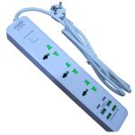 Urja (Q4U-2M) 3 Port, 4 USB & 2 Port PD Charging 16A 2500W (max) Multiplug with Plug Bush Teeth Technology