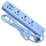 Urja (Q4U-2M) 3 Port, 4 USB & 2 Port PD Charging 16A 2500W (max) Multiplug with Plug Bush Teeth Technology