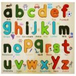 Colorful Wooden 3D Puzzle - English Small Alphabet (abcd) Blocks Board with Pictures, Educational Montessori Toy for Kids, Learning & Teaching Tool