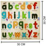 Colorful Wooden 3D Puzzle - English Small Alphabet (abcd) Blocks Board with Pictures, Educational Montessori Toy for Kids, Learning & Teaching Tool