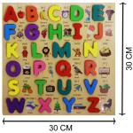 5 Pieces Wooden Educational Puzzle Combo Set- Capital ABCD & Small abcd, 1-20 Numbers, Nepali Varnamala (Ka Kha Ga) & (A Aa E)